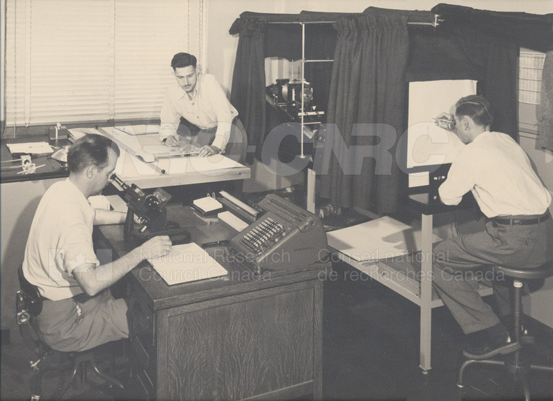 Working up Data from the First Ultracentrifuge (Lee Saroden, Dr. Bill Martin, Dave Muirhead) 1950s