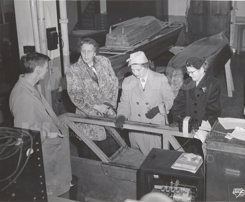 Mrs. Steacie, Mrs. Zimmerman Tour Hydraulics Lab Nov. 1956