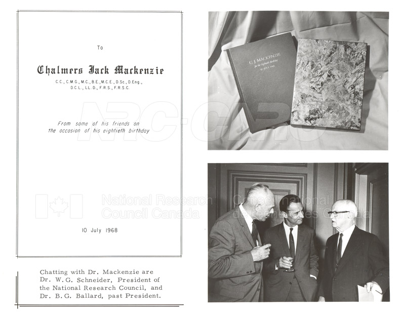 Presentation to C.J. MacKenzie (80th Birthday) 1968 002