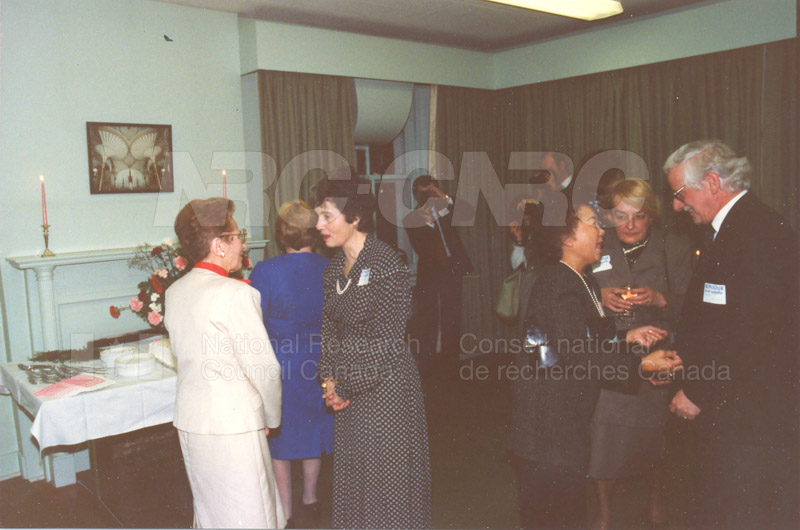 NRC Women's Club Fortieth Anniversary Reception Mrs. Magda Jones, Mde Kerwin, Mme. Gingras, B.A. Gringras Stone House 1988