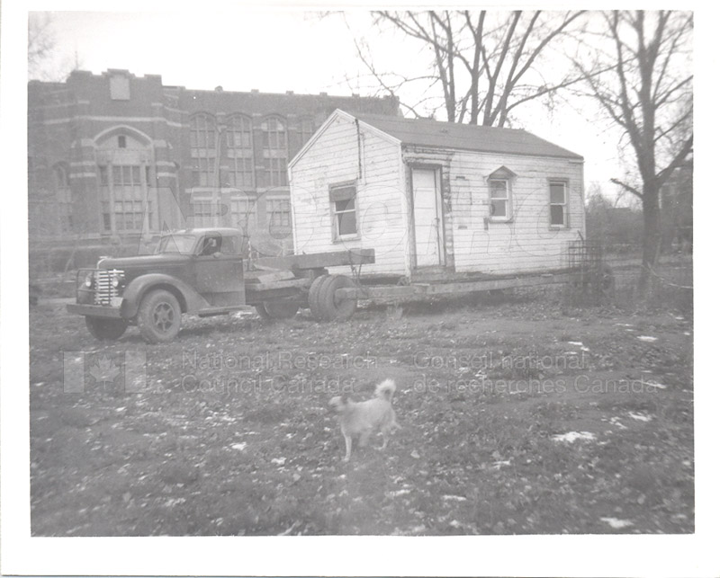 The Arrival of the 'Emergency' Shelter Brought to the Old Parade Square (R.C.A.F.) Rear Regina College Nov. 1951