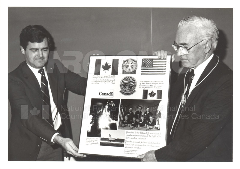 Dr. Kerwin with First Canadian Astronaut Photo Commemoration 1984 001