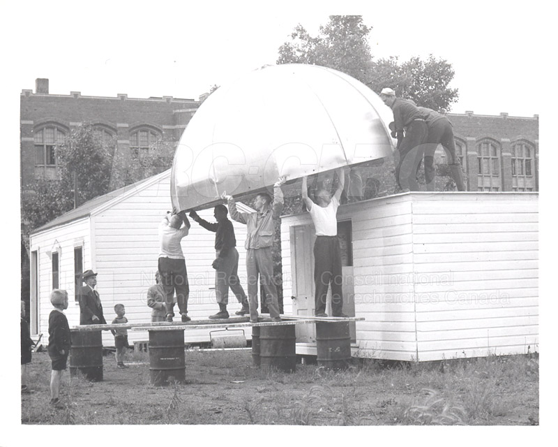 Dome Lifted in Place July 1953